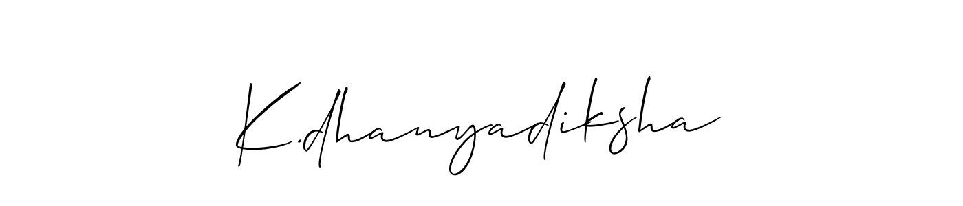 Also we have K.dhanyadiksha name is the best signature style. Create professional handwritten signature collection using Allison_Script autograph style. K.dhanyadiksha signature style 2 images and pictures png