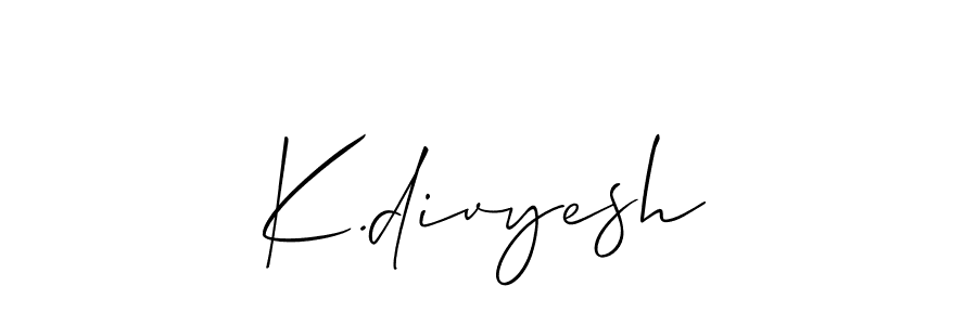 The best way (Allison_Script) to make a short signature is to pick only two or three words in your name. The name K.divyesh include a total of six letters. For converting this name. K.divyesh signature style 2 images and pictures png