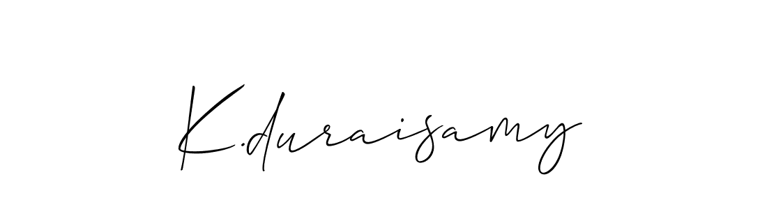 It looks lik you need a new signature style for name K.duraisamy. Design unique handwritten (Allison_Script) signature with our free signature maker in just a few clicks. K.duraisamy signature style 2 images and pictures png