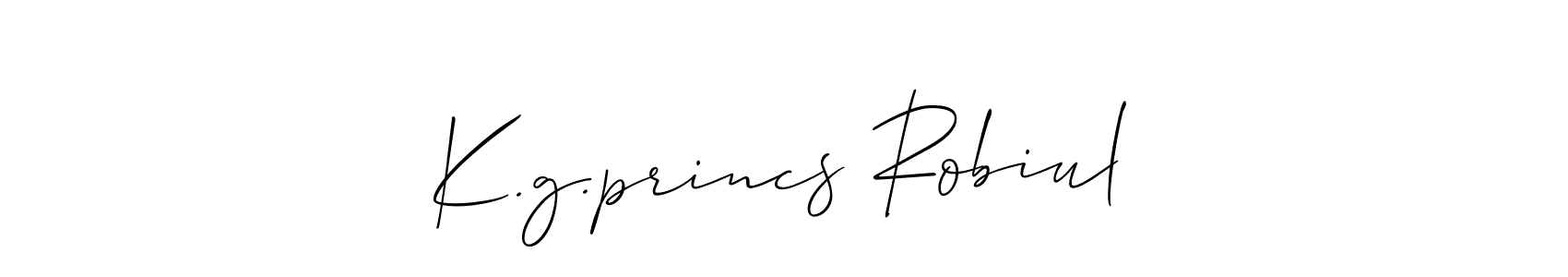 Create a beautiful signature design for name K.g.princs Robiul. With this signature (Allison_Script) fonts, you can make a handwritten signature for free. K.g.princs Robiul signature style 2 images and pictures png