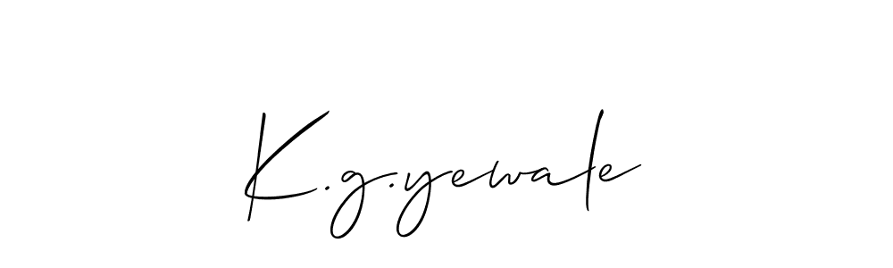 Allison_Script is a professional signature style that is perfect for those who want to add a touch of class to their signature. It is also a great choice for those who want to make their signature more unique. Get K.g.yewale name to fancy signature for free. K.g.yewale signature style 2 images and pictures png