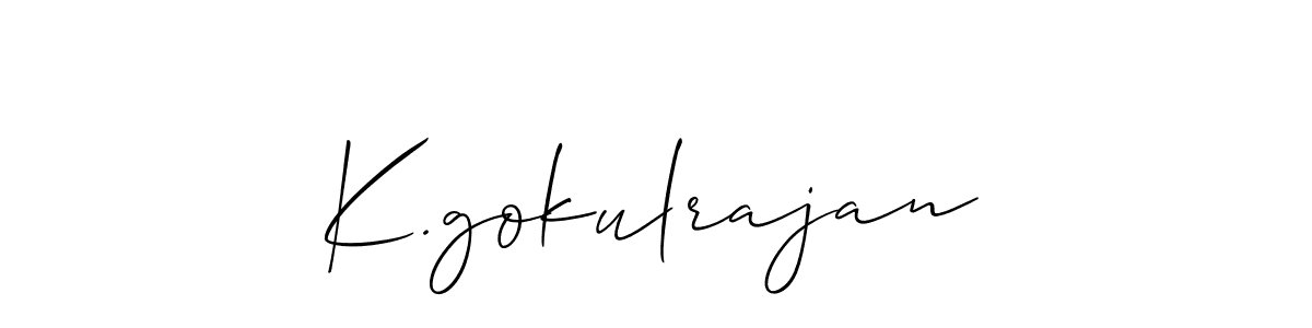 This is the best signature style for the K.gokulrajan name. Also you like these signature font (Allison_Script). Mix name signature. K.gokulrajan signature style 2 images and pictures png