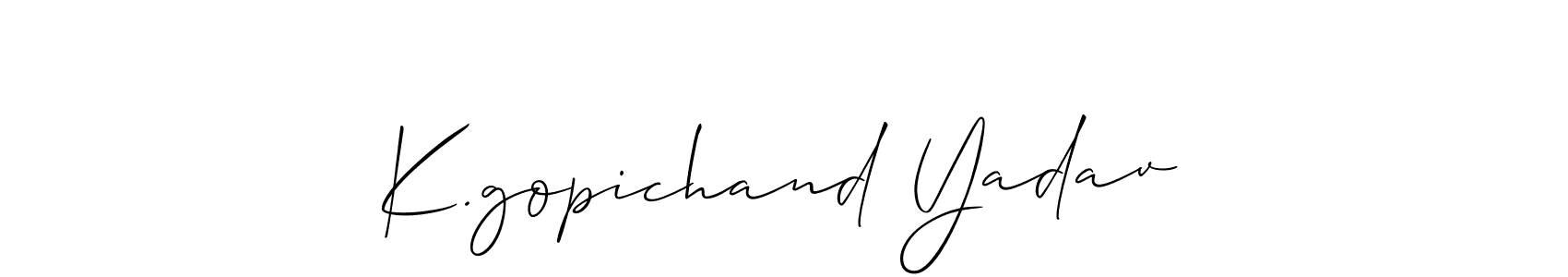 You should practise on your own different ways (Allison_Script) to write your name (K.gopichand Yadav) in signature. don't let someone else do it for you. K.gopichand Yadav signature style 2 images and pictures png