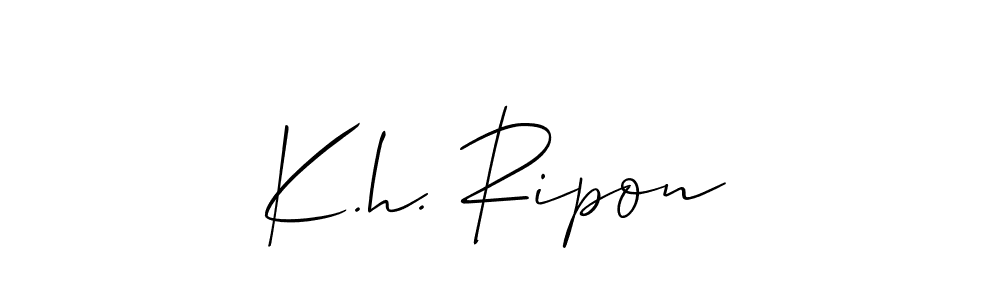 Design your own signature with our free online signature maker. With this signature software, you can create a handwritten (Allison_Script) signature for name K.h. Ripon. K.h. Ripon signature style 2 images and pictures png