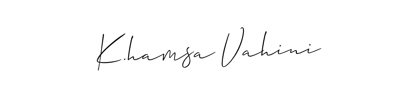 Similarly Allison_Script is the best handwritten signature design. Signature creator online .You can use it as an online autograph creator for name K.hamsa Vahini. K.hamsa Vahini signature style 2 images and pictures png