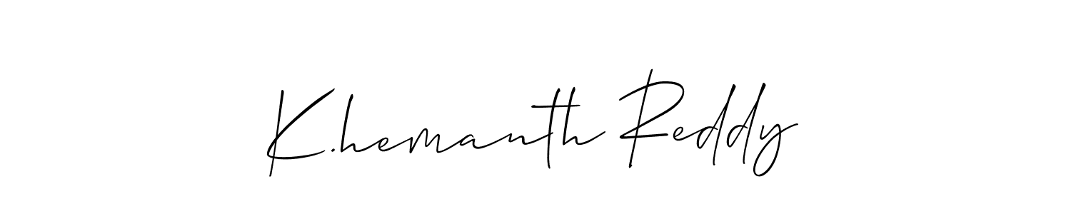 The best way (Allison_Script) to make a short signature is to pick only two or three words in your name. The name K.hemanth Reddy include a total of six letters. For converting this name. K.hemanth Reddy signature style 2 images and pictures png