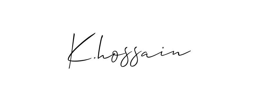 if you are searching for the best signature style for your name K.hossain. so please give up your signature search. here we have designed multiple signature styles  using Allison_Script. K.hossain signature style 2 images and pictures png