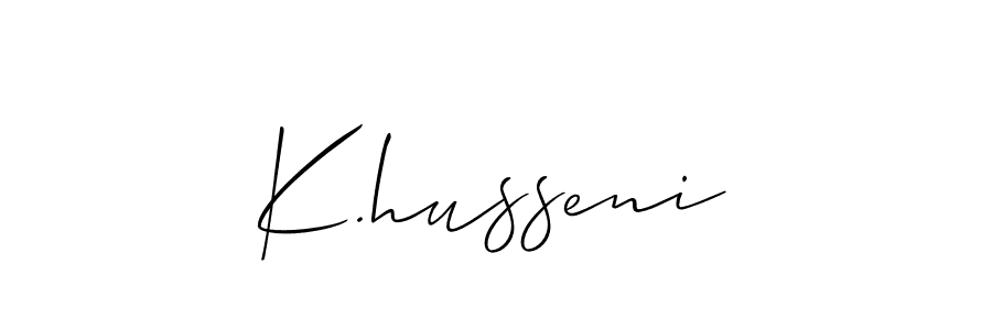 Allison_Script is a professional signature style that is perfect for those who want to add a touch of class to their signature. It is also a great choice for those who want to make their signature more unique. Get K.husseni name to fancy signature for free. K.husseni signature style 2 images and pictures png