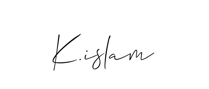 Similarly Allison_Script is the best handwritten signature design. Signature creator online .You can use it as an online autograph creator for name K.islam. K.islam signature style 2 images and pictures png