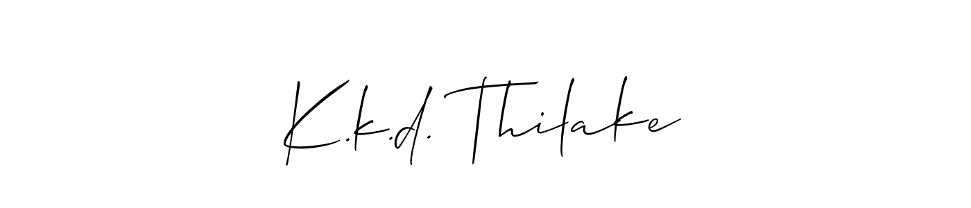 How to make K.k.d. Thilake signature? Allison_Script is a professional autograph style. Create handwritten signature for K.k.d. Thilake name. K.k.d. Thilake signature style 2 images and pictures png