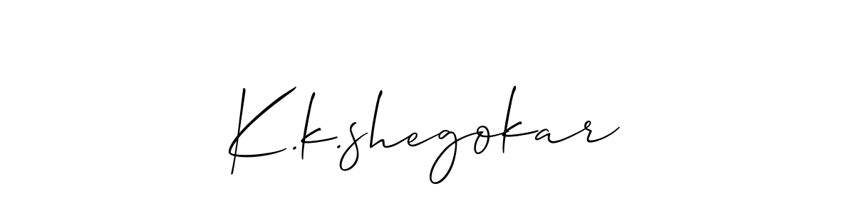 Design your own signature with our free online signature maker. With this signature software, you can create a handwritten (Allison_Script) signature for name K.k.shegokar. K.k.shegokar signature style 2 images and pictures png