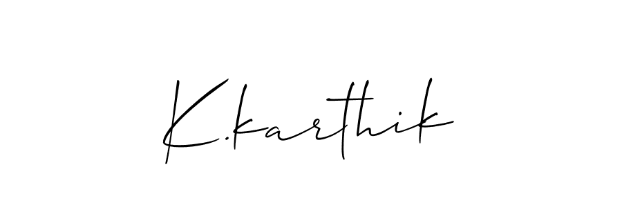 Allison_Script is a professional signature style that is perfect for those who want to add a touch of class to their signature. It is also a great choice for those who want to make their signature more unique. Get K.karthik name to fancy signature for free. K.karthik signature style 2 images and pictures png