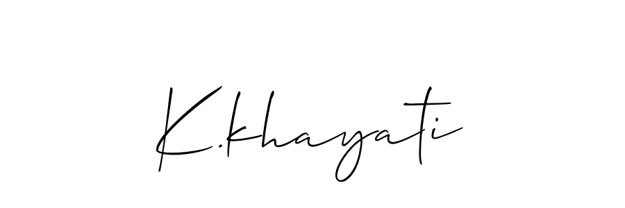 Use a signature maker to create a handwritten signature online. With this signature software, you can design (Allison_Script) your own signature for name K.khayati. K.khayati signature style 2 images and pictures png