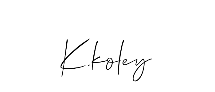 if you are searching for the best signature style for your name K.koley. so please give up your signature search. here we have designed multiple signature styles  using Allison_Script. K.koley signature style 2 images and pictures png