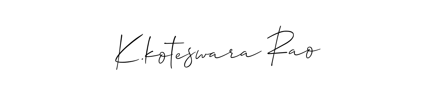 Also You can easily find your signature by using the search form. We will create K.koteswara Rao name handwritten signature images for you free of cost using Allison_Script sign style. K.koteswara Rao signature style 2 images and pictures png