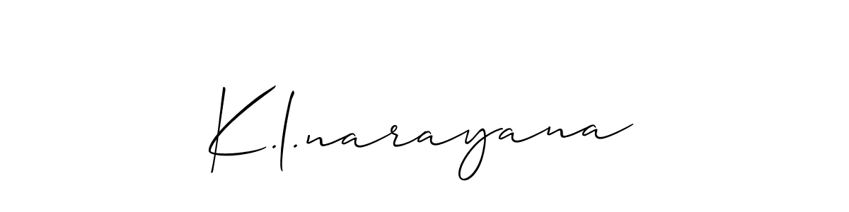 The best way (Allison_Script) to make a short signature is to pick only two or three words in your name. The name K.l.narayana include a total of six letters. For converting this name. K.l.narayana signature style 2 images and pictures png