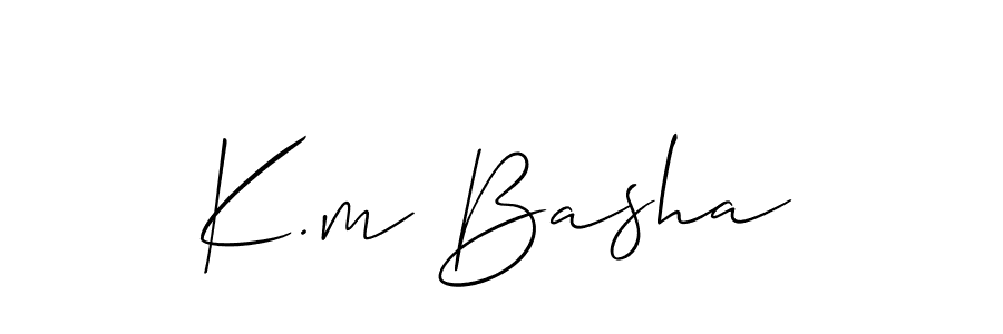 Also we have K.m Basha name is the best signature style. Create professional handwritten signature collection using Allison_Script autograph style. K.m Basha signature style 2 images and pictures png