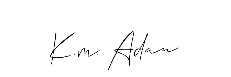 Design your own signature with our free online signature maker. With this signature software, you can create a handwritten (Allison_Script) signature for name K.m. Adan. K.m. Adan signature style 2 images and pictures png