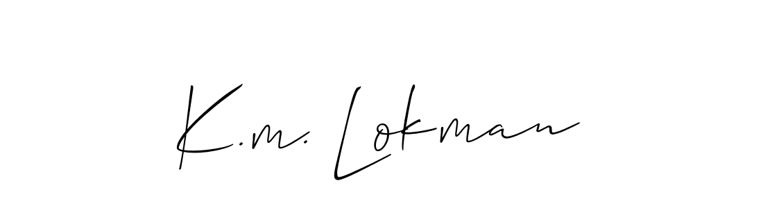 Allison_Script is a professional signature style that is perfect for those who want to add a touch of class to their signature. It is also a great choice for those who want to make their signature more unique. Get K.m. Lokman name to fancy signature for free. K.m. Lokman signature style 2 images and pictures png