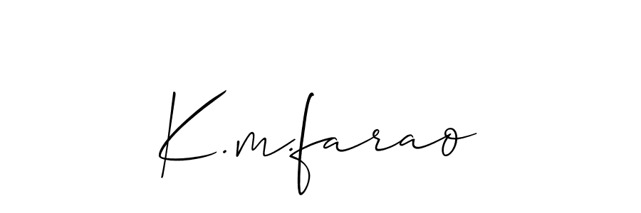 The best way (Allison_Script) to make a short signature is to pick only two or three words in your name. The name K.m.farao include a total of six letters. For converting this name. K.m.farao signature style 2 images and pictures png