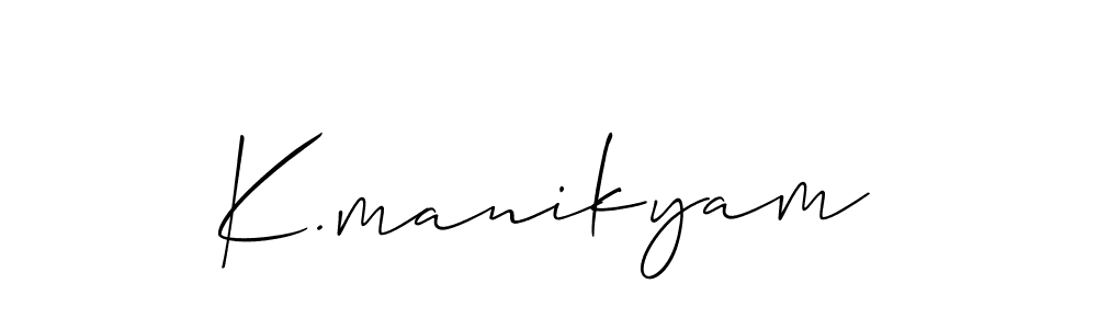 Design your own signature with our free online signature maker. With this signature software, you can create a handwritten (Allison_Script) signature for name K.manikyam. K.manikyam signature style 2 images and pictures png