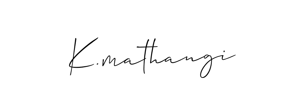 Allison_Script is a professional signature style that is perfect for those who want to add a touch of class to their signature. It is also a great choice for those who want to make their signature more unique. Get K.mathangi name to fancy signature for free. K.mathangi signature style 2 images and pictures png