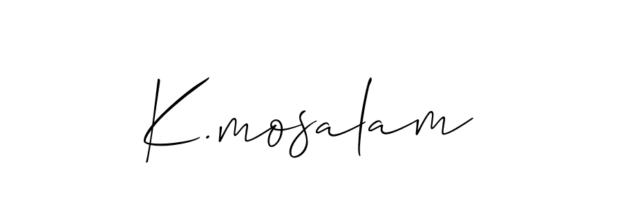 if you are searching for the best signature style for your name K.mosalam. so please give up your signature search. here we have designed multiple signature styles  using Allison_Script. K.mosalam signature style 2 images and pictures png