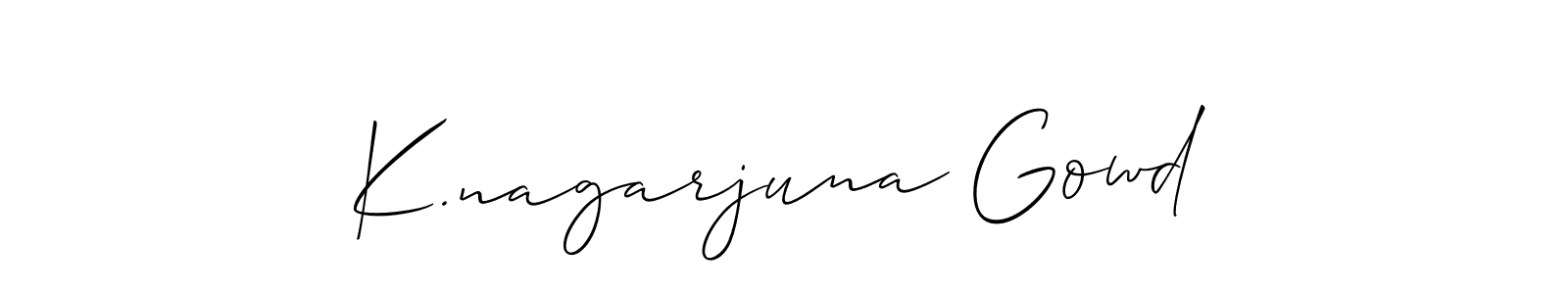 It looks lik you need a new signature style for name K.nagarjuna Gowd. Design unique handwritten (Allison_Script) signature with our free signature maker in just a few clicks. K.nagarjuna Gowd signature style 2 images and pictures png