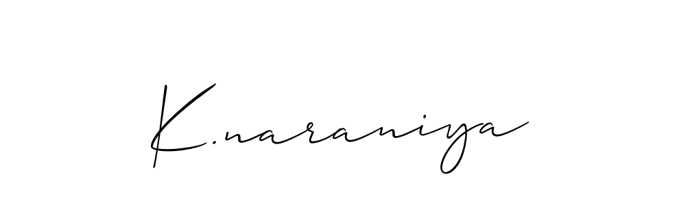 It looks lik you need a new signature style for name K.naraniya. Design unique handwritten (Allison_Script) signature with our free signature maker in just a few clicks. K.naraniya signature style 2 images and pictures png