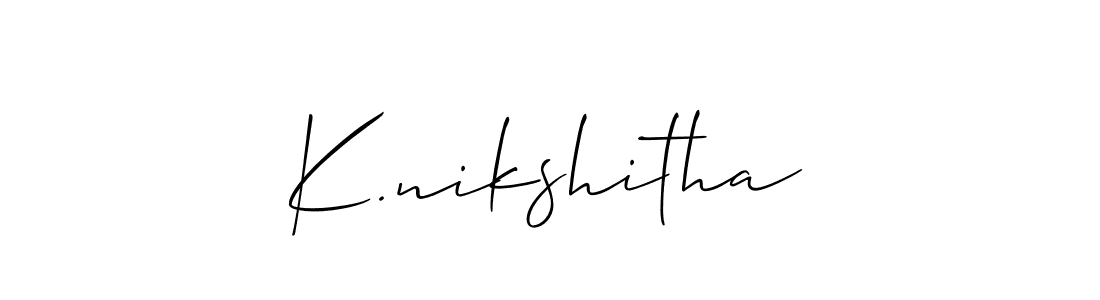 You should practise on your own different ways (Allison_Script) to write your name (K.nikshitha) in signature. don't let someone else do it for you. K.nikshitha signature style 2 images and pictures png