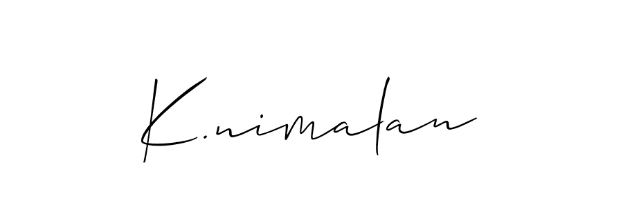Make a short K.nimalan signature style. Manage your documents anywhere anytime using Allison_Script. Create and add eSignatures, submit forms, share and send files easily. K.nimalan signature style 2 images and pictures png