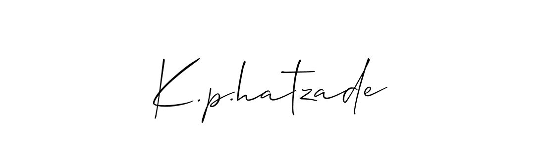 Design your own signature with our free online signature maker. With this signature software, you can create a handwritten (Allison_Script) signature for name K.p.hatzade. K.p.hatzade signature style 2 images and pictures png