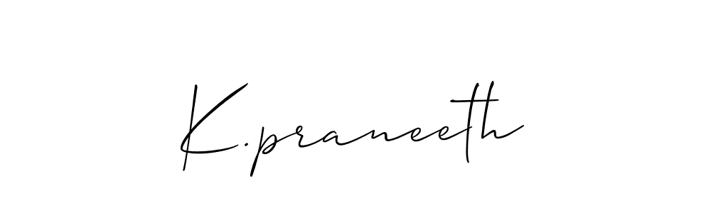 if you are searching for the best signature style for your name K.praneeth. so please give up your signature search. here we have designed multiple signature styles  using Allison_Script. K.praneeth signature style 2 images and pictures png