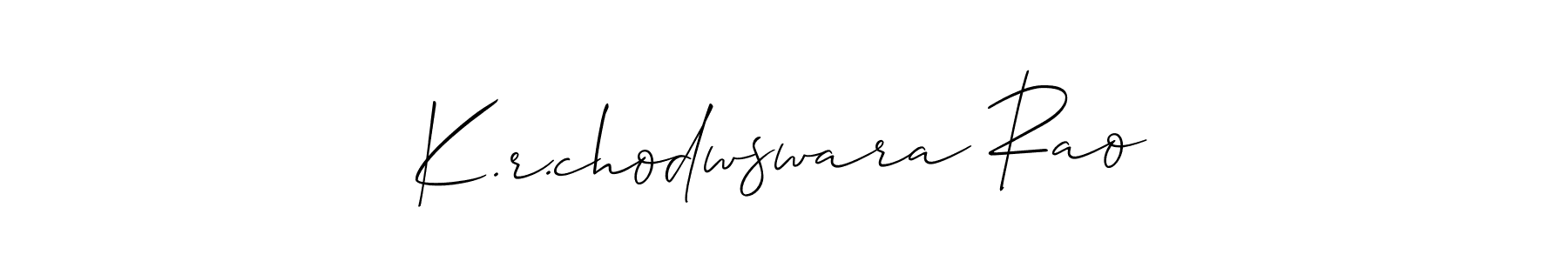 if you are searching for the best signature style for your name K.r.chodwswara Rao. so please give up your signature search. here we have designed multiple signature styles  using Allison_Script. K.r.chodwswara Rao signature style 2 images and pictures png