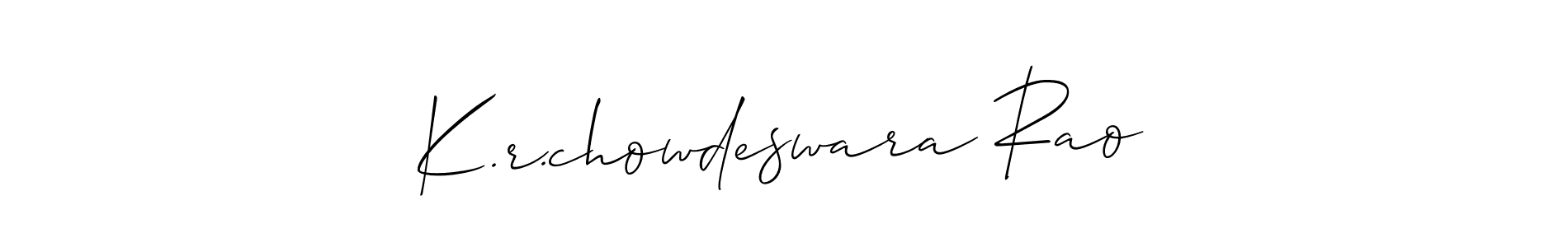 Use a signature maker to create a handwritten signature online. With this signature software, you can design (Allison_Script) your own signature for name K.r.chowdeswara Rao. K.r.chowdeswara Rao signature style 2 images and pictures png