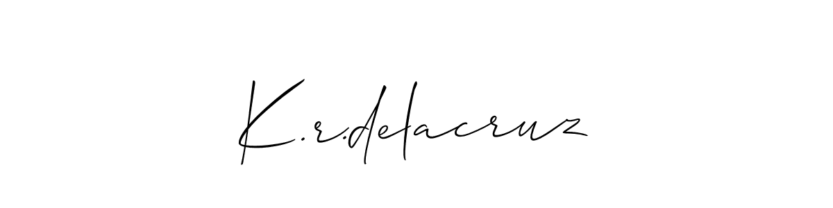if you are searching for the best signature style for your name K.r.delacruz. so please give up your signature search. here we have designed multiple signature styles  using Allison_Script. K.r.delacruz signature style 2 images and pictures png