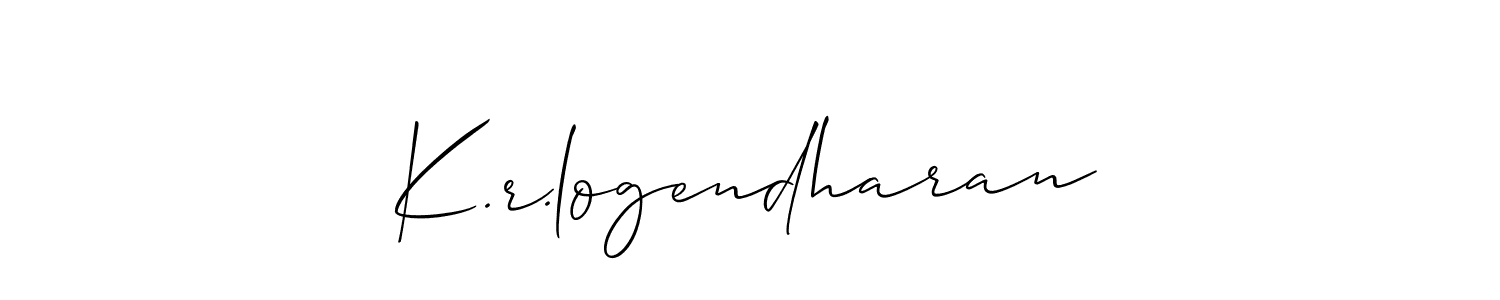 Create a beautiful signature design for name K.r.logendharan. With this signature (Allison_Script) fonts, you can make a handwritten signature for free. K.r.logendharan signature style 2 images and pictures png