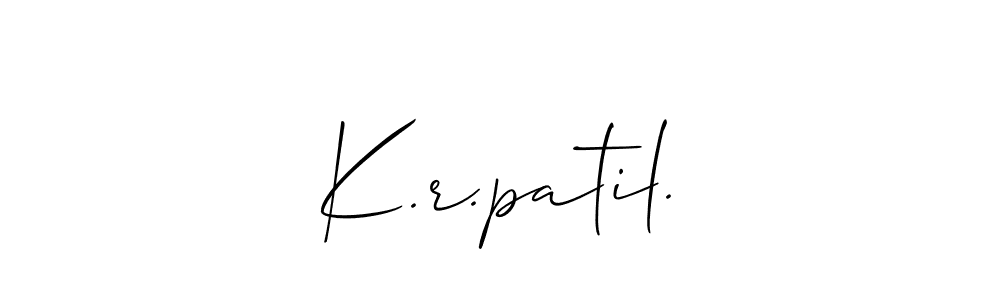 Similarly Allison_Script is the best handwritten signature design. Signature creator online .You can use it as an online autograph creator for name K.r.patil.. K.r.patil. signature style 2 images and pictures png