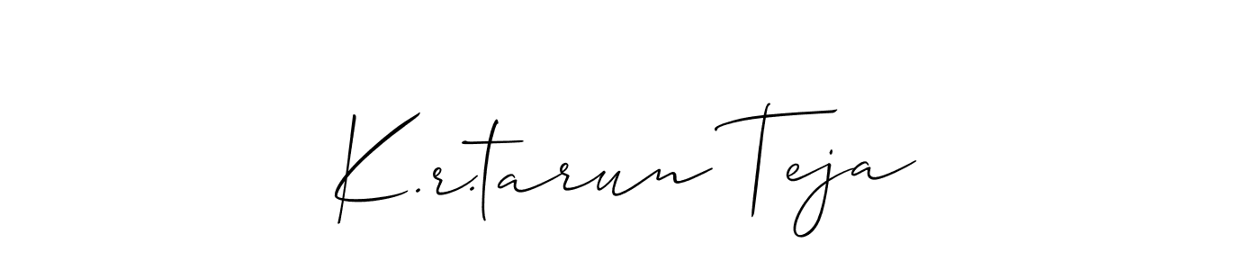 Make a short K.r.tarun Teja signature style. Manage your documents anywhere anytime using Allison_Script. Create and add eSignatures, submit forms, share and send files easily. K.r.tarun Teja signature style 2 images and pictures png
