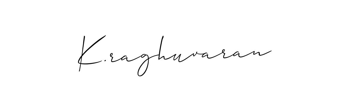 The best way (Allison_Script) to make a short signature is to pick only two or three words in your name. The name K.raghuvaran include a total of six letters. For converting this name. K.raghuvaran signature style 2 images and pictures png