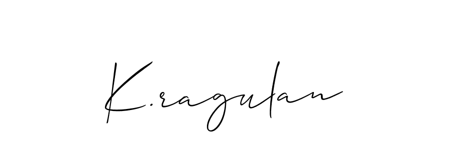 Make a short K.ragulan signature style. Manage your documents anywhere anytime using Allison_Script. Create and add eSignatures, submit forms, share and send files easily. K.ragulan signature style 2 images and pictures png