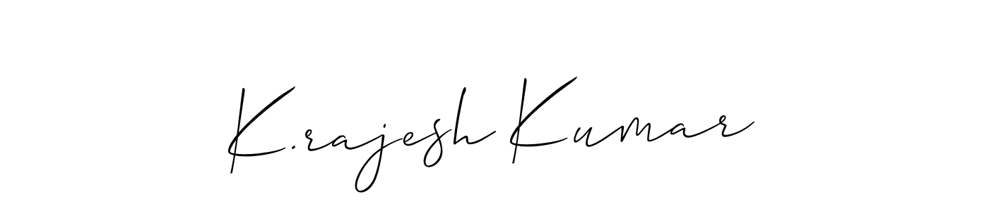 This is the best signature style for the K.rajesh Kumar name. Also you like these signature font (Allison_Script). Mix name signature. K.rajesh Kumar signature style 2 images and pictures png