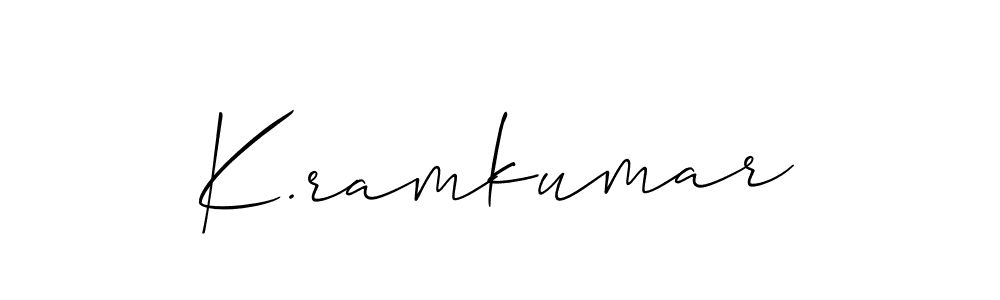 The best way (Allison_Script) to make a short signature is to pick only two or three words in your name. The name K.ramkumar include a total of six letters. For converting this name. K.ramkumar signature style 2 images and pictures png