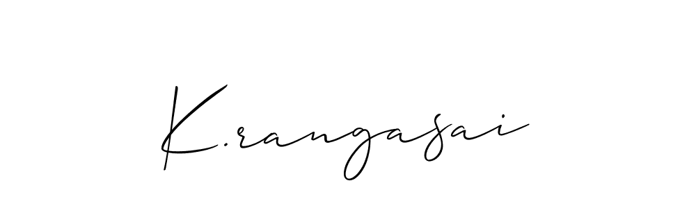 Allison_Script is a professional signature style that is perfect for those who want to add a touch of class to their signature. It is also a great choice for those who want to make their signature more unique. Get K.rangasai name to fancy signature for free. K.rangasai signature style 2 images and pictures png