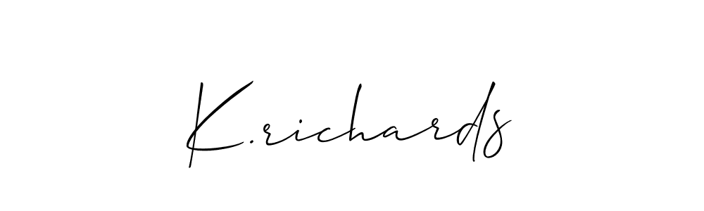 Also You can easily find your signature by using the search form. We will create K.richards name handwritten signature images for you free of cost using Allison_Script sign style. K.richards signature style 2 images and pictures png