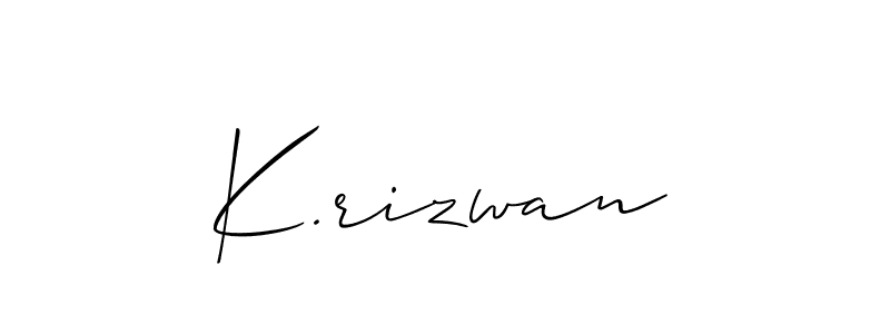 Make a short K.rizwan signature style. Manage your documents anywhere anytime using Allison_Script. Create and add eSignatures, submit forms, share and send files easily. K.rizwan signature style 2 images and pictures png