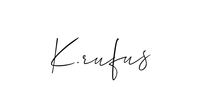 The best way (Allison_Script) to make a short signature is to pick only two or three words in your name. The name K.rufus include a total of six letters. For converting this name. K.rufus signature style 2 images and pictures png