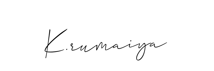 Make a beautiful signature design for name K.rumaiya. With this signature (Allison_Script) style, you can create a handwritten signature for free. K.rumaiya signature style 2 images and pictures png