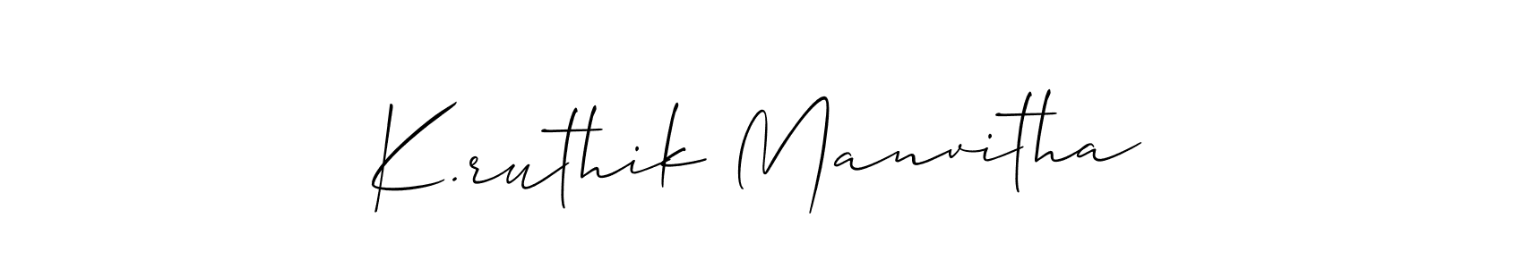 How to Draw K.ruthik Manvitha signature style? Allison_Script is a latest design signature styles for name K.ruthik Manvitha. K.ruthik Manvitha signature style 2 images and pictures png