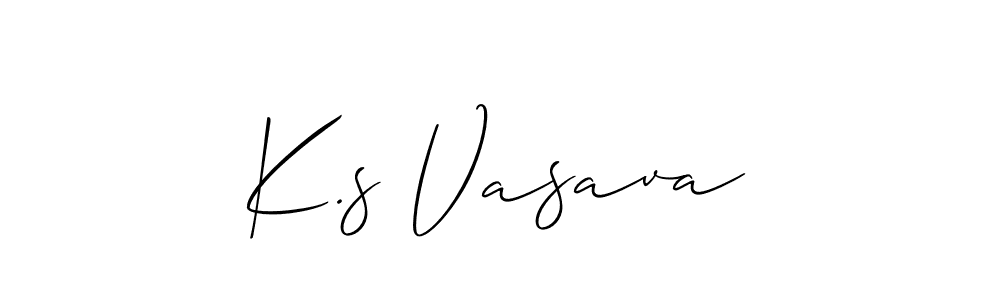 Design your own signature with our free online signature maker. With this signature software, you can create a handwritten (Allison_Script) signature for name K.s Vasava. K.s Vasava signature style 2 images and pictures png